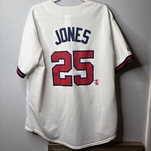 Andruw Jones #25 Atlanta Braves MLB Majestic 90s Home White Jersey Men's XL